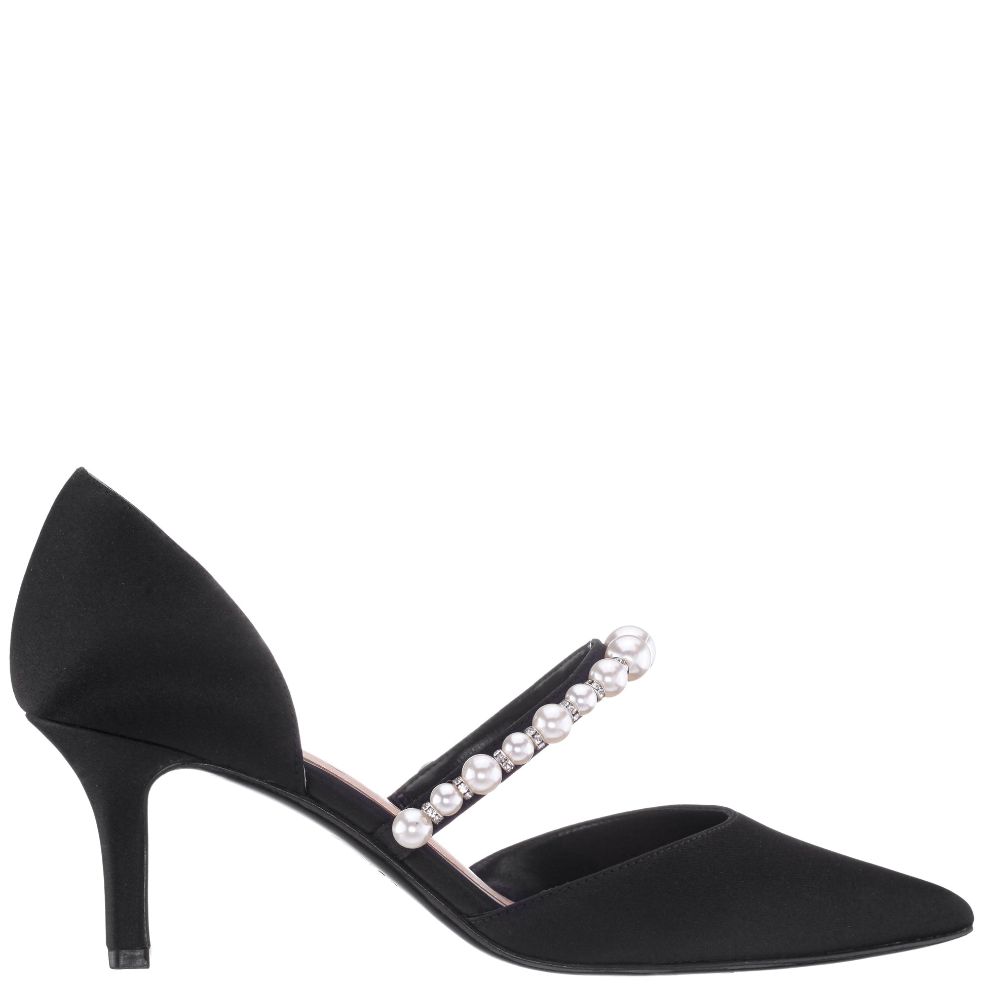 Blair Black Satin Mid-Heel Pumps | Nina Shoes