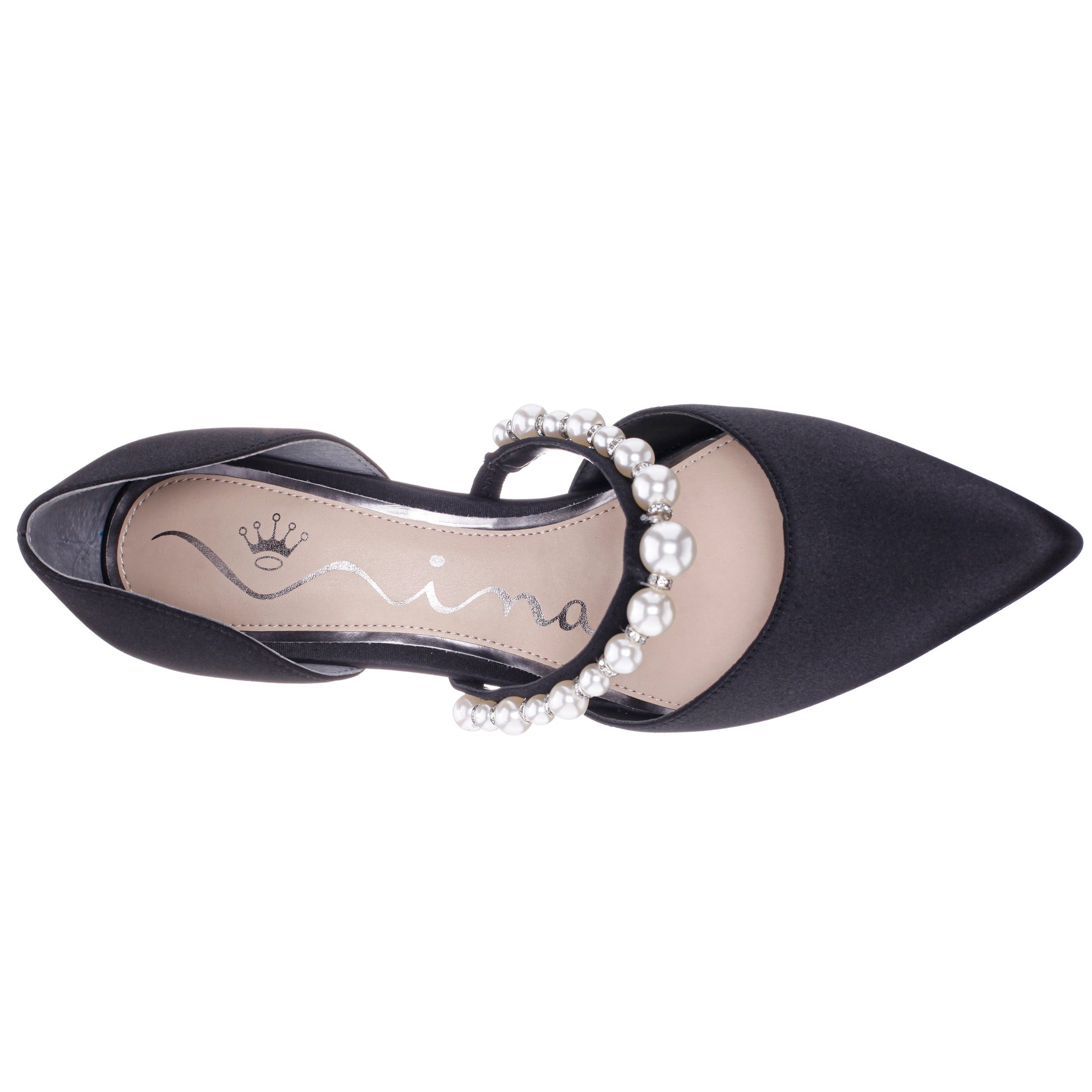 Blair Black Satin Mid-Heel Pumps | Nina Shoes