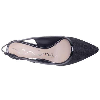 Nazuri Black Mid-Heel Pumps | Nina Shoes