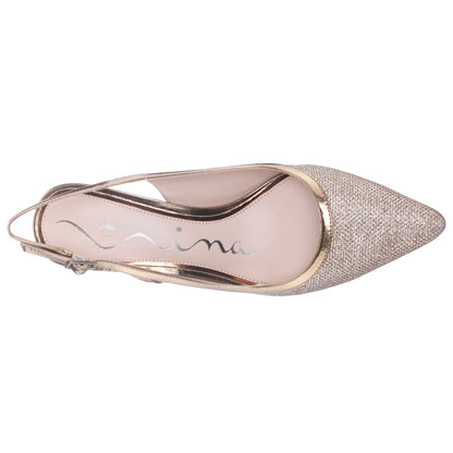 Nazuri Beige Mid-Heel Pumps | Nina Shoes
