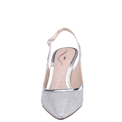 Nazuri Silver Mid-Heel Pumps | Nina Shoes