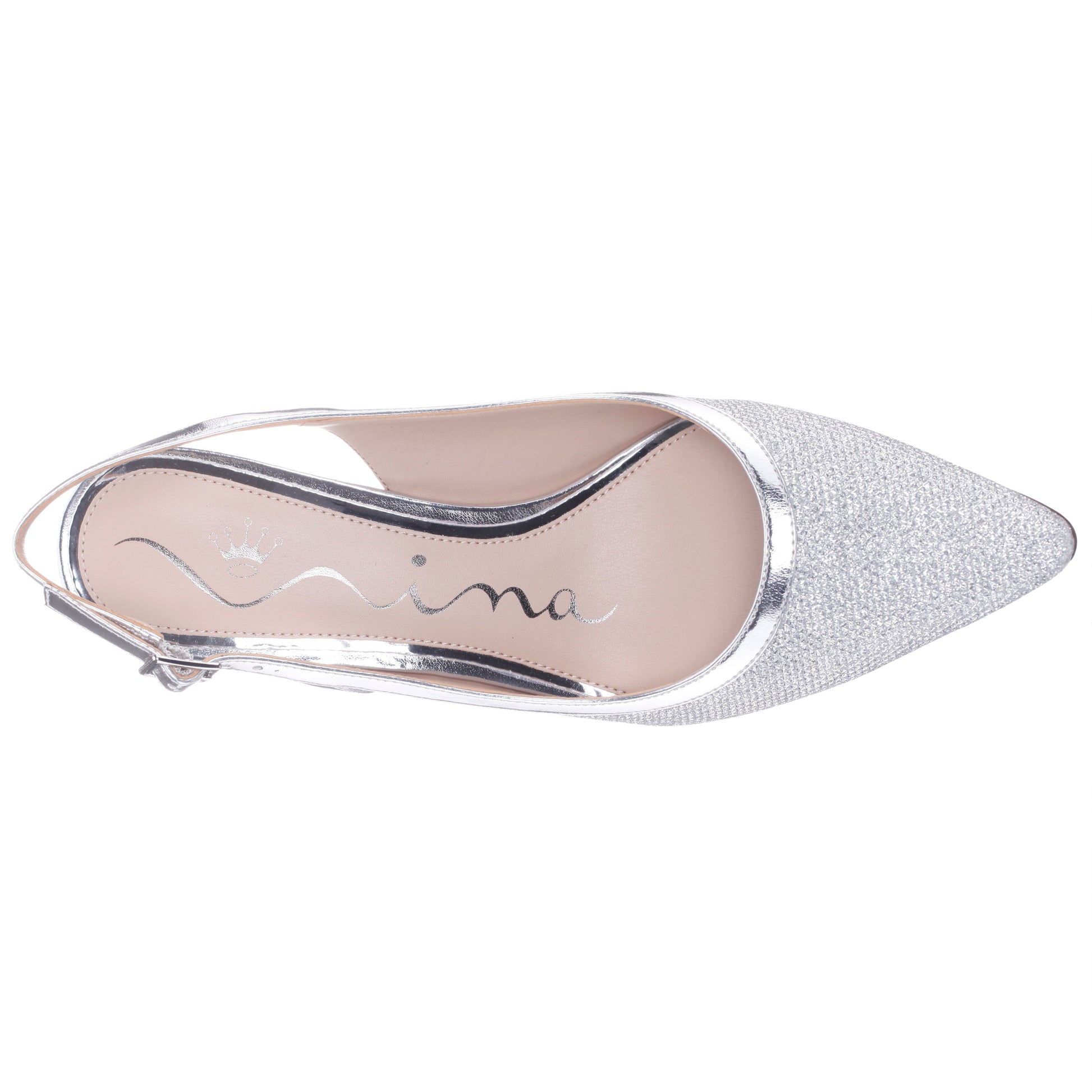 Nazuri Silver Mid-Heel Pumps | Nina Shoes