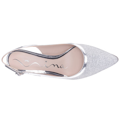 Nazuri Silver Mid-Heel Pumps | Nina Shoes