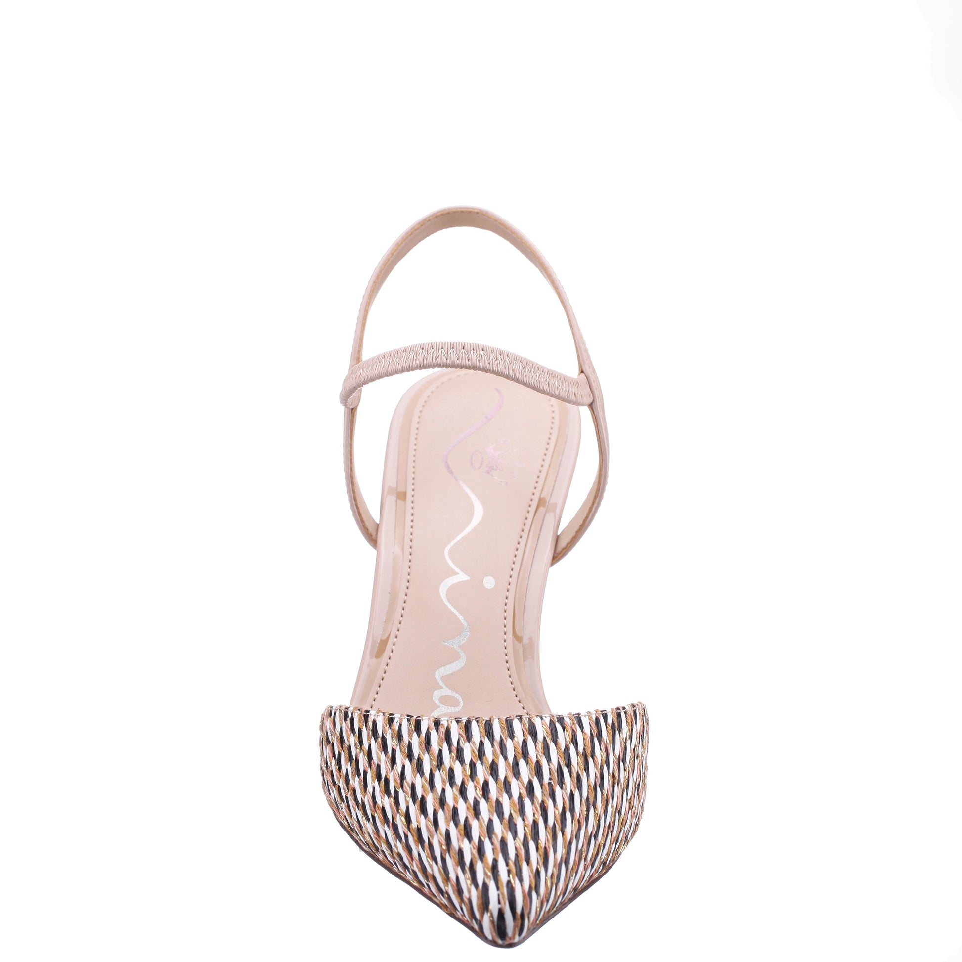Teena Beige Slip On Mid-Heel Pumps | Nina Shoes