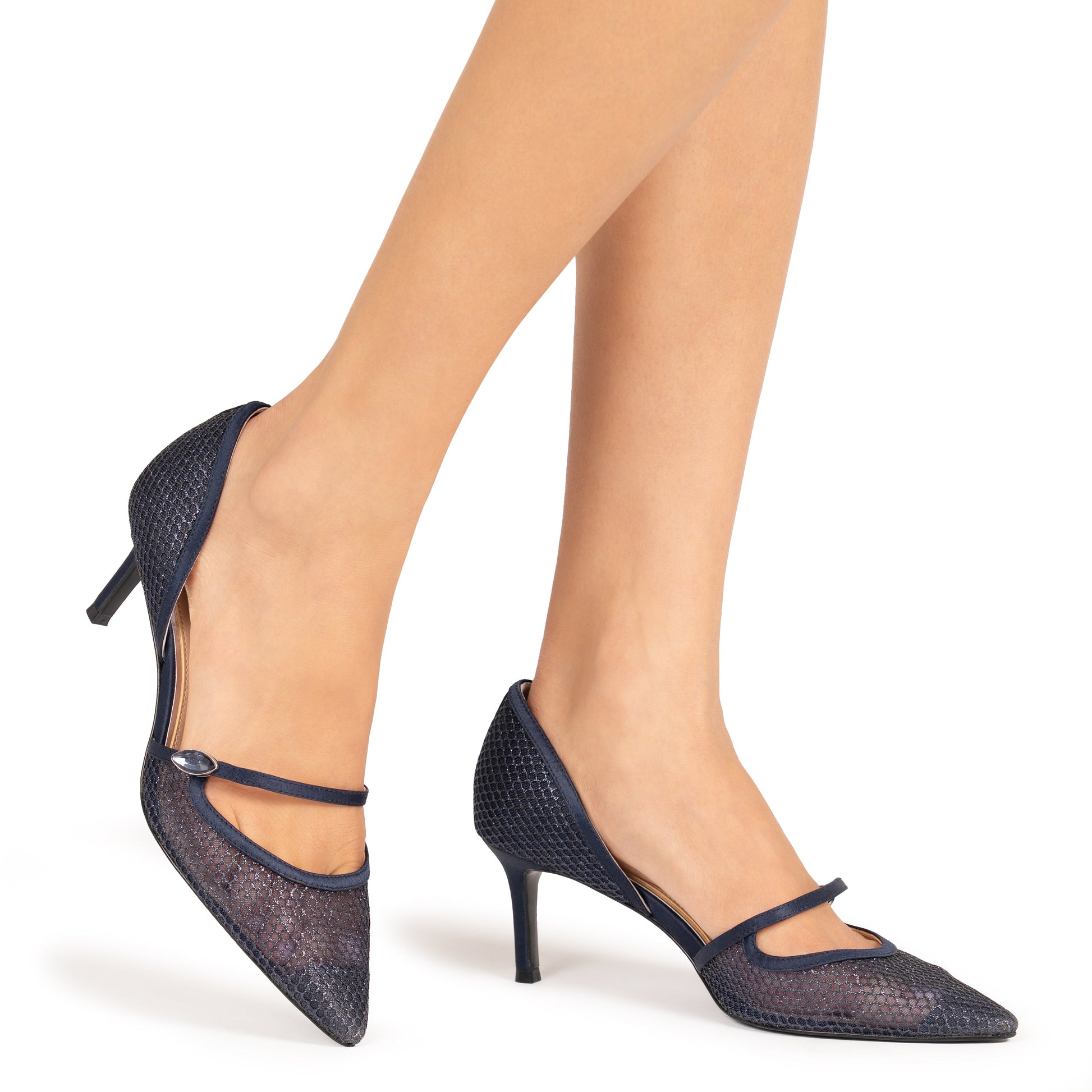 Nashly Blue Mid-Heel Pump | Nina Shoes