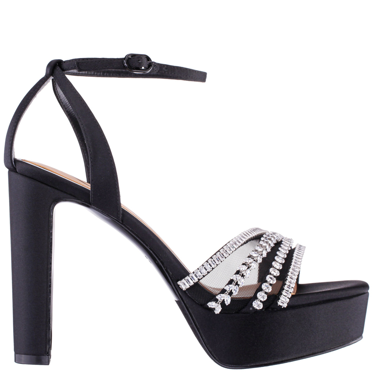 Agitha Black Sandal Stiletto-Heel Platform | Nina Shoes