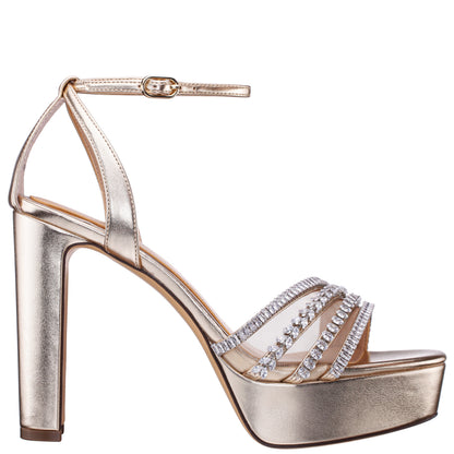 Agitha Gold Sandal Stiletto-Heel Platform | Nina Shoes