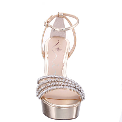 Agitha Gold Sandal Stiletto-Heel Platform | Nina Shoes