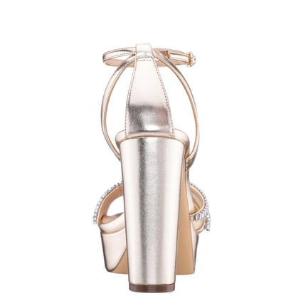 Agitha Gold Sandal Stiletto-Heel Platform | Nina Shoes