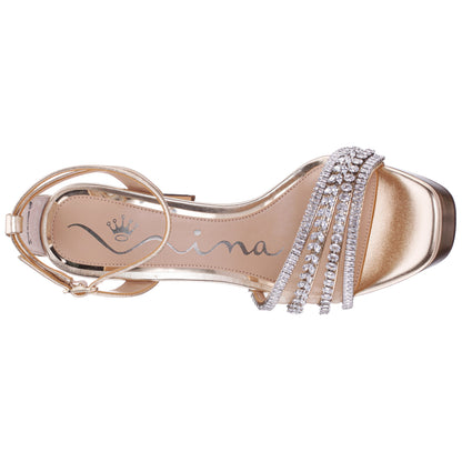 Agitha Gold Sandal Stiletto-Heel Platform | Nina Shoes