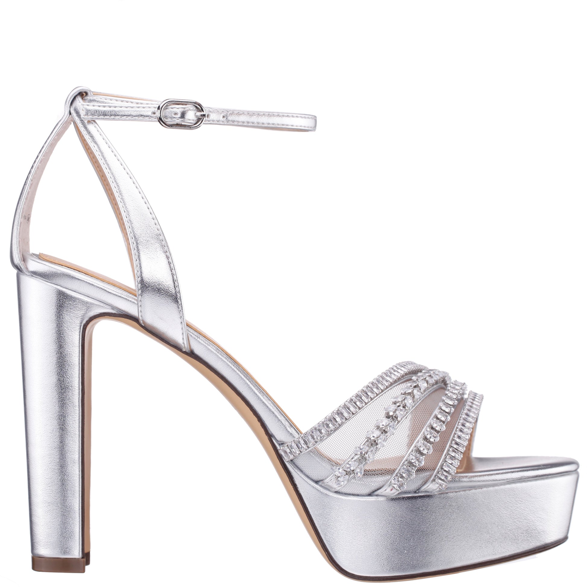 Agitha Silver Sandal Stiletto-Heel Platform | Nina Shoes