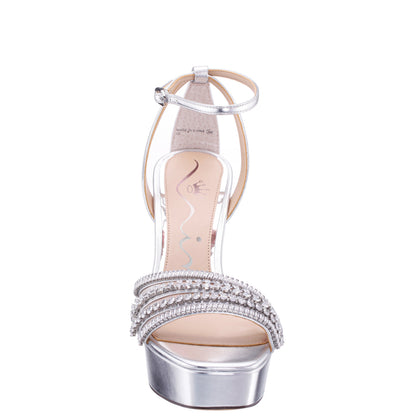 Agitha Silver Sandal Stiletto-Heel Platform | Nina Shoes