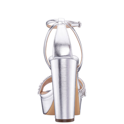 Agitha Silver Sandal Stiletto-Heel Platform | Nina Shoes