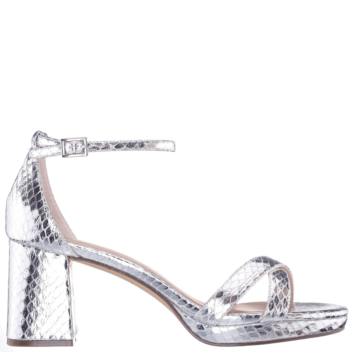 Beau Silver Snake Block-Heel Platform Sandals | Nina Shoes