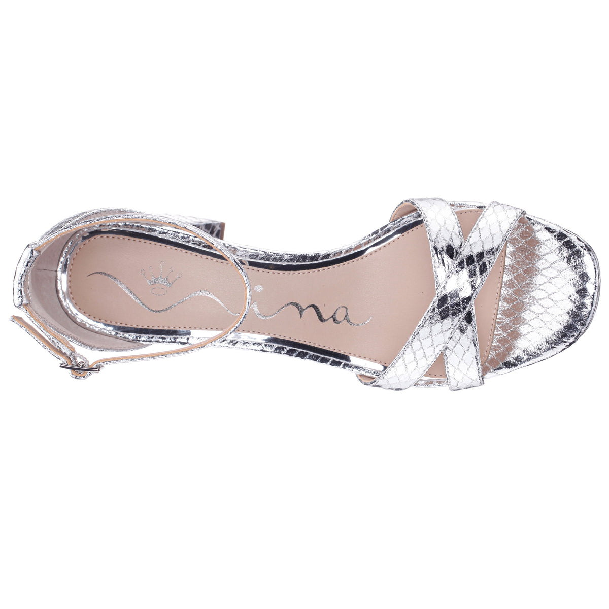 Beau Silver Snake Block-Heel Platform Sandals | Nina Shoes