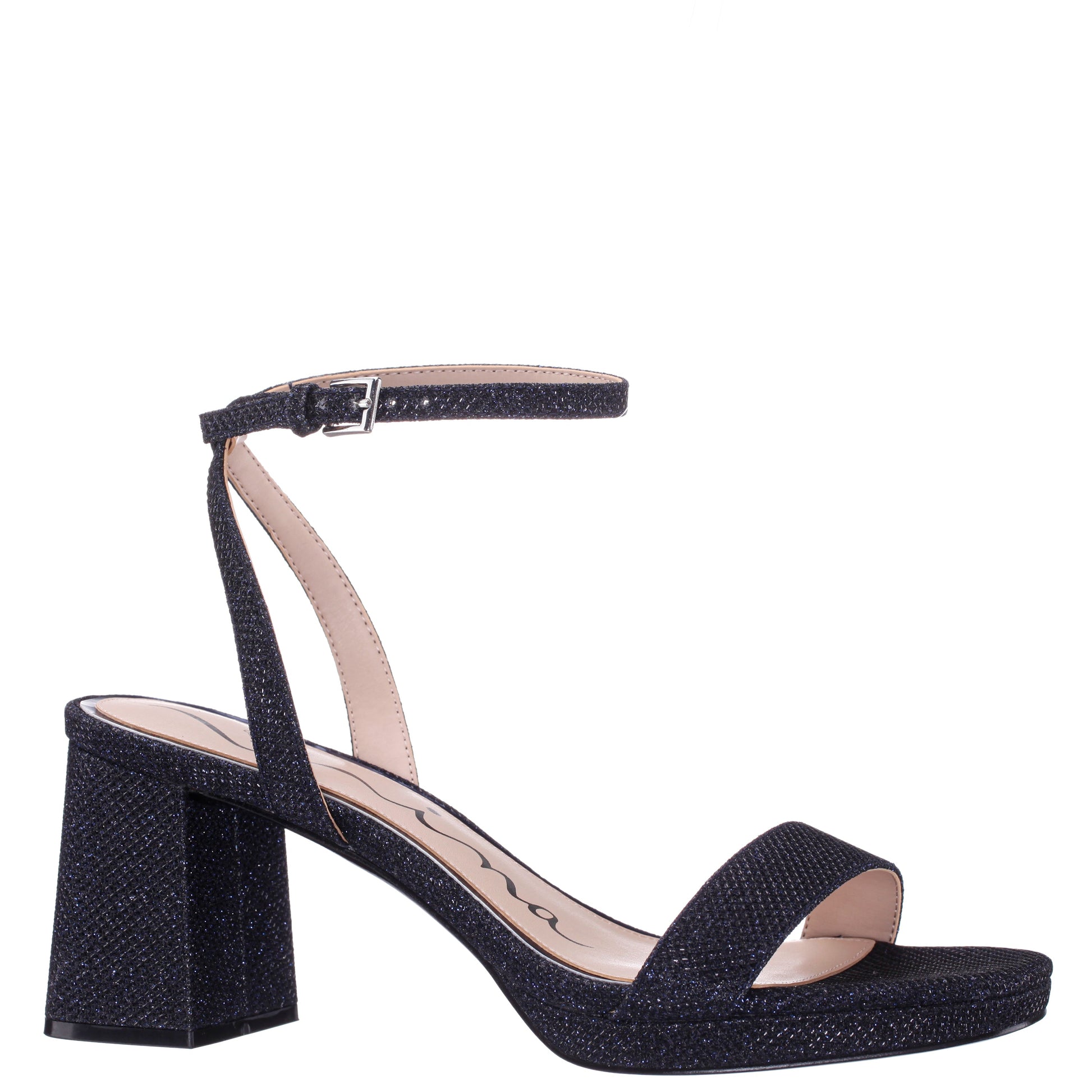 Bergen Blue Textured Block-Heel Platform Sandals | Nina Shoes