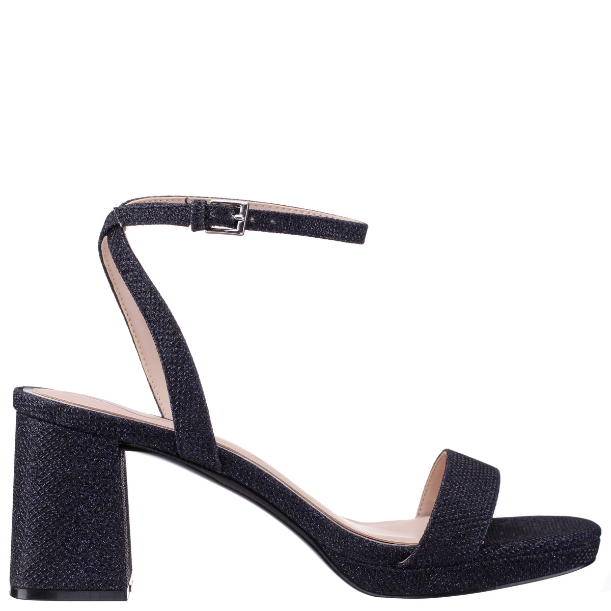 Bergen Blue Textured Block-Heel Platform Sandals | Nina Shoes