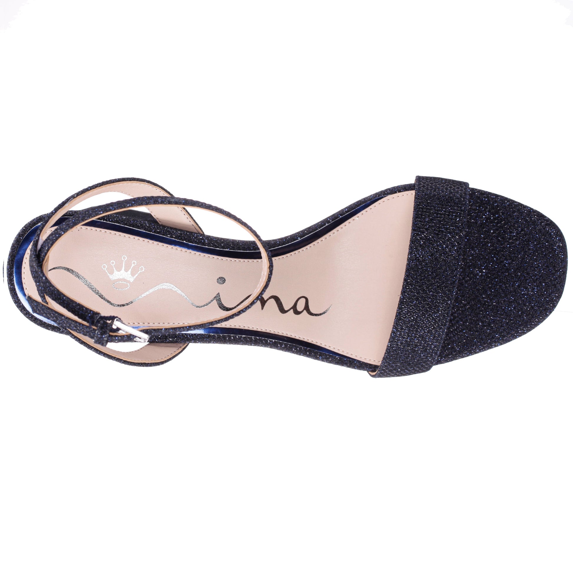 Bergen Blue Textured Block-Heel Platform Sandals | Nina Shoes