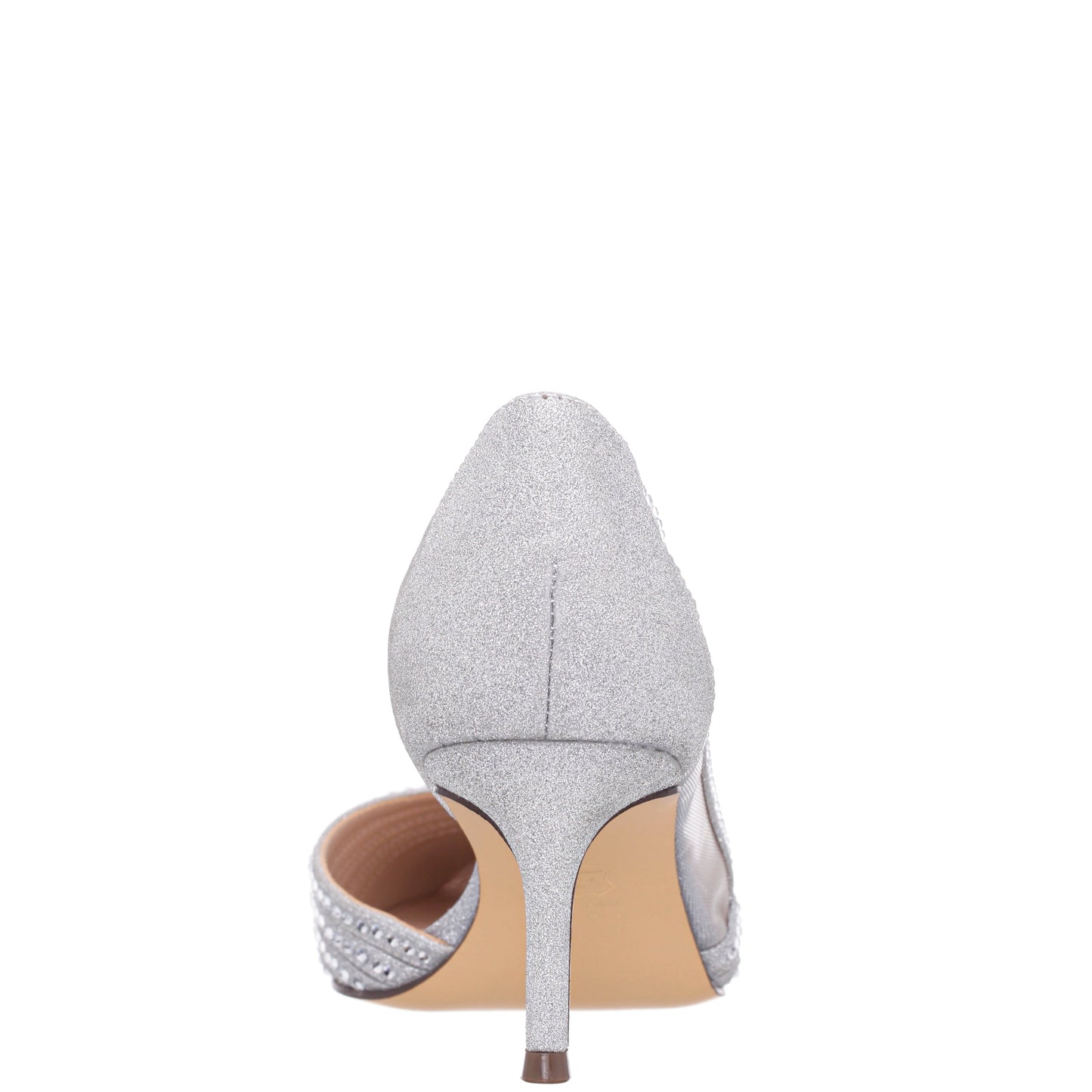 Noreen Silver Glitter with Crystals Mid-Heel D'Orsay Pumps with Pointed-Toe | Nina Shoes