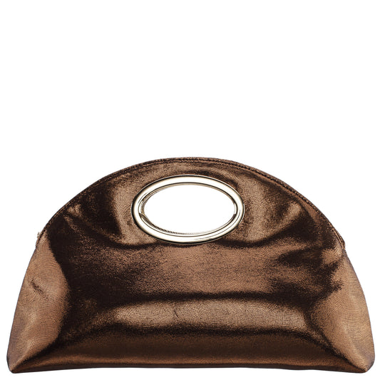 Jael Brown Metallic Geo Swirl Fabric Handle Bag | Nina Shoes