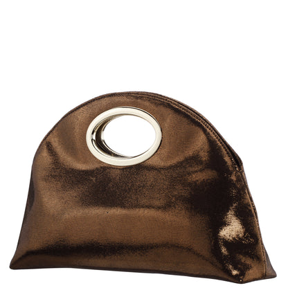 Jael Brown Metallic Geo Swirl Fabric Handle Bag | Nina Shoes