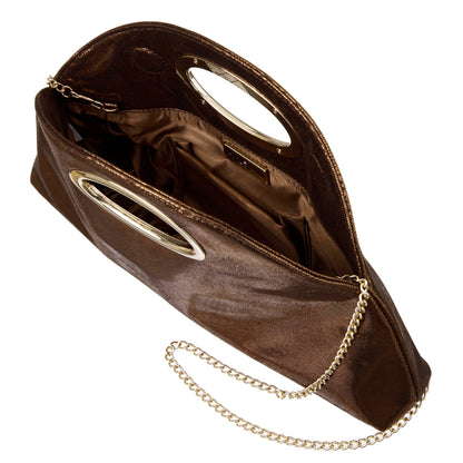 Jael Brown Metallic Geo Swirl Fabric Handle Bag | Nina Shoes