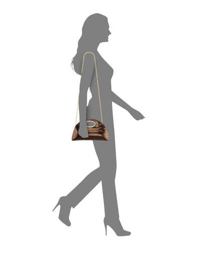 Jael Brown Metallic Geo Swirl Fabric Handle Bag | Nina Shoes