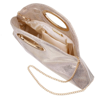 Jael Light Gold Metallic Geo Swirl Fabric Handle Bag | Nina Shoes
