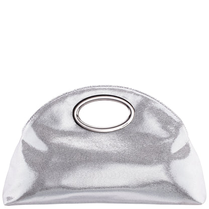 Jael Silver Metallic Geo Swirl Fabric Handle Bag | Nina Shoes