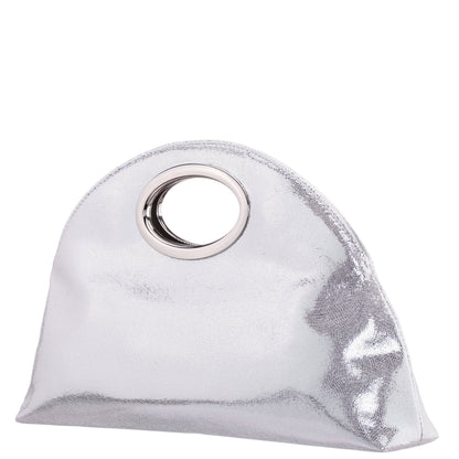 Jael Silver Metallic Geo Swirl Fabric Handle Bag | Nina Shoes