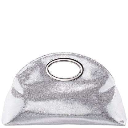 Jael Silver Metallic Geo Swirl Fabric Handle Bag | Nina Shoes