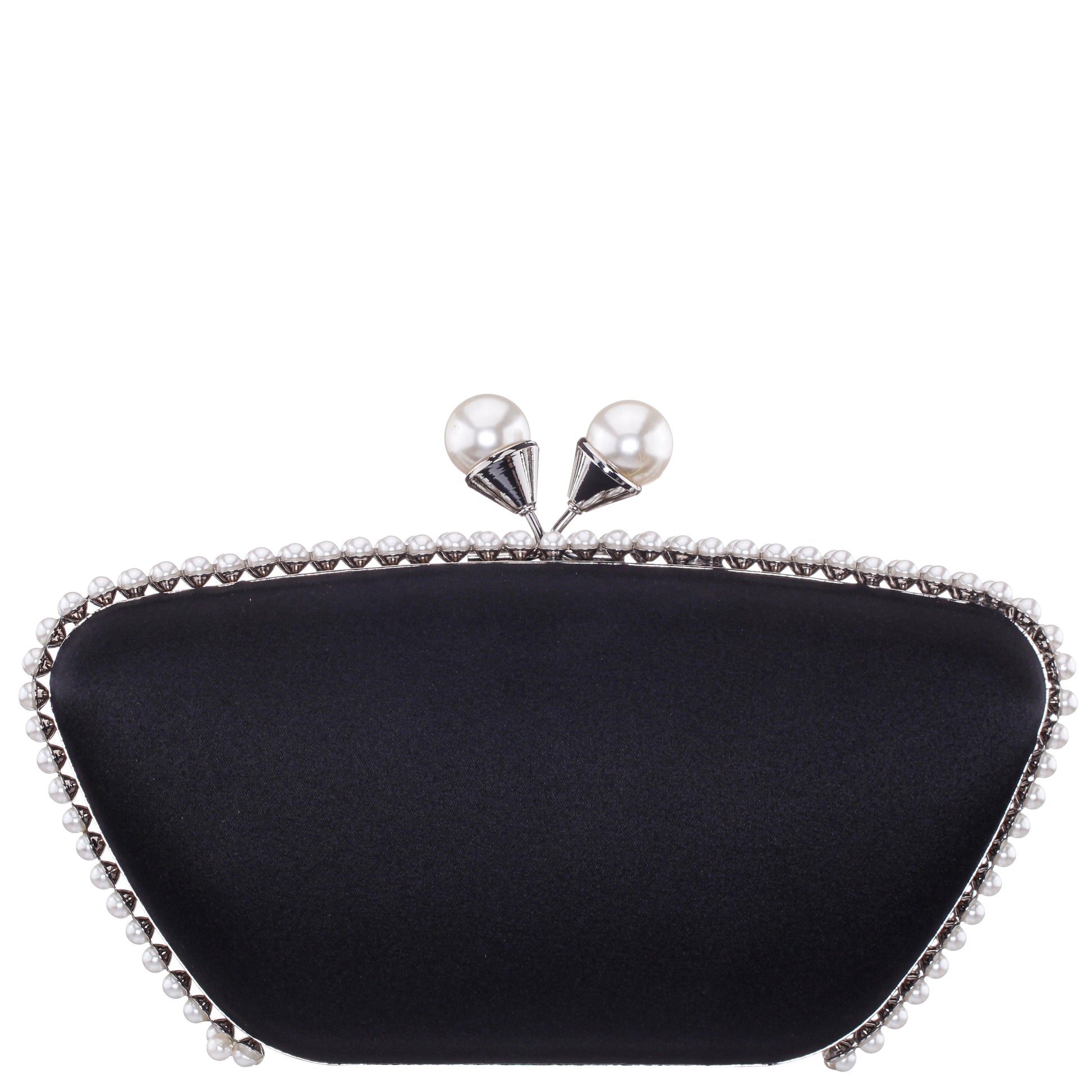 Goddess Black Satin / Plastic Pearl Minaudiere | Nina Shoes