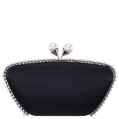 Goddess Black Satin / Plastic Pearl Minaudiere | Nina Shoes