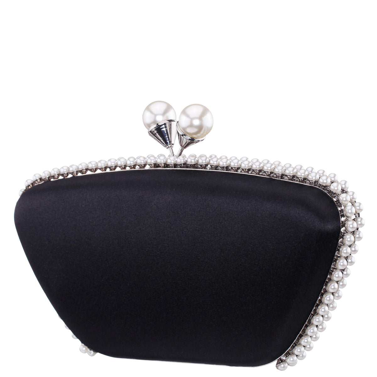 Goddess Black Satin / Plastic Pearl Minaudiere | Nina Shoes