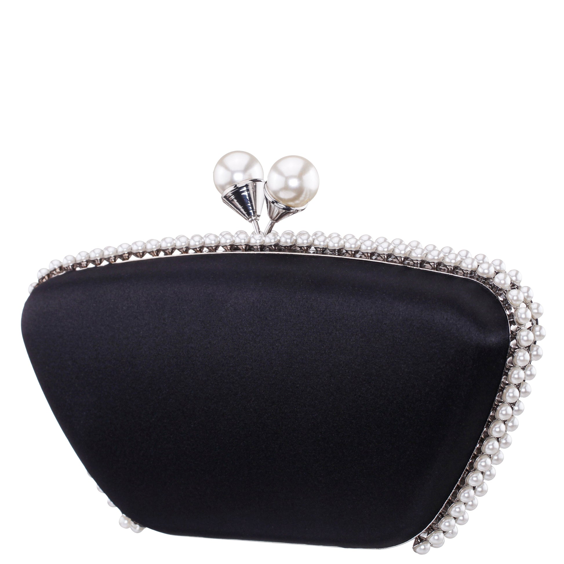 Goddess Black Satin / Plastic Pearl Minaudiere | Nina Shoes