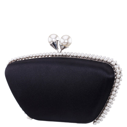 Goddess Black Satin / Plastic Pearl Minaudiere | Nina Shoes