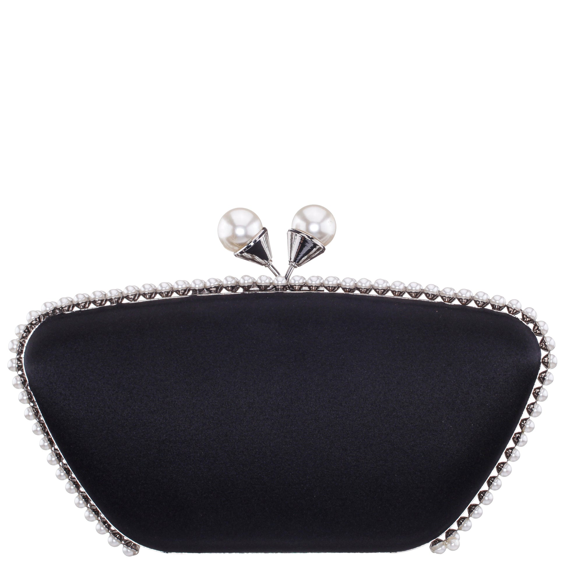 Goddess Black Satin / Plastic Pearl Minaudiere | Nina Shoes