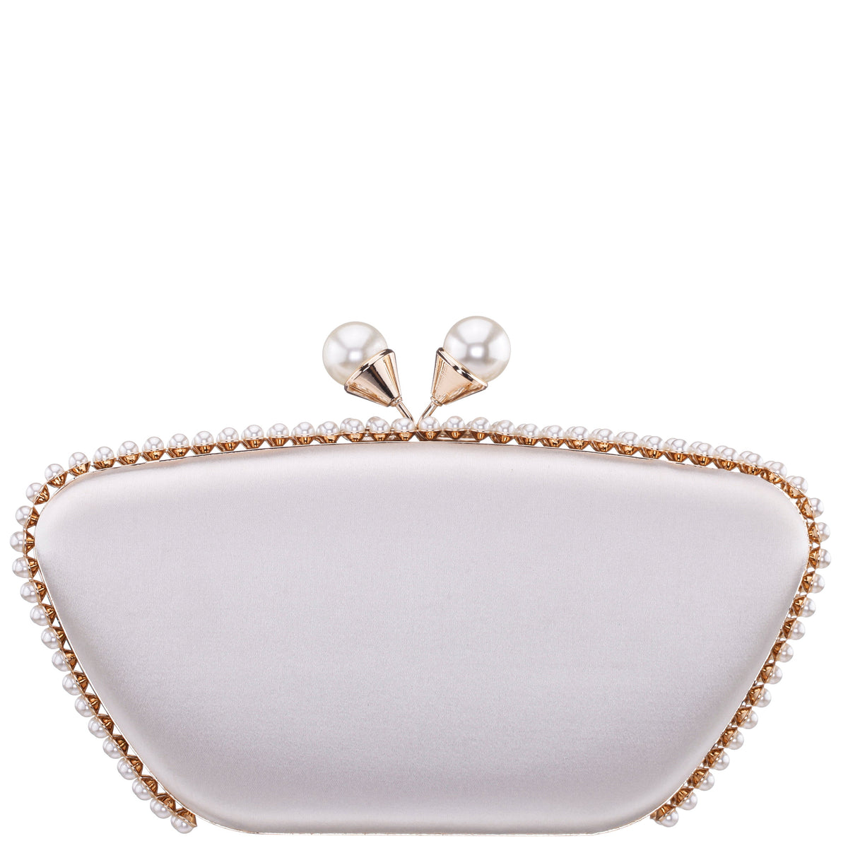 Goddess Beige Satin / Plastic Pearl Minaudiere | Nina Shoes