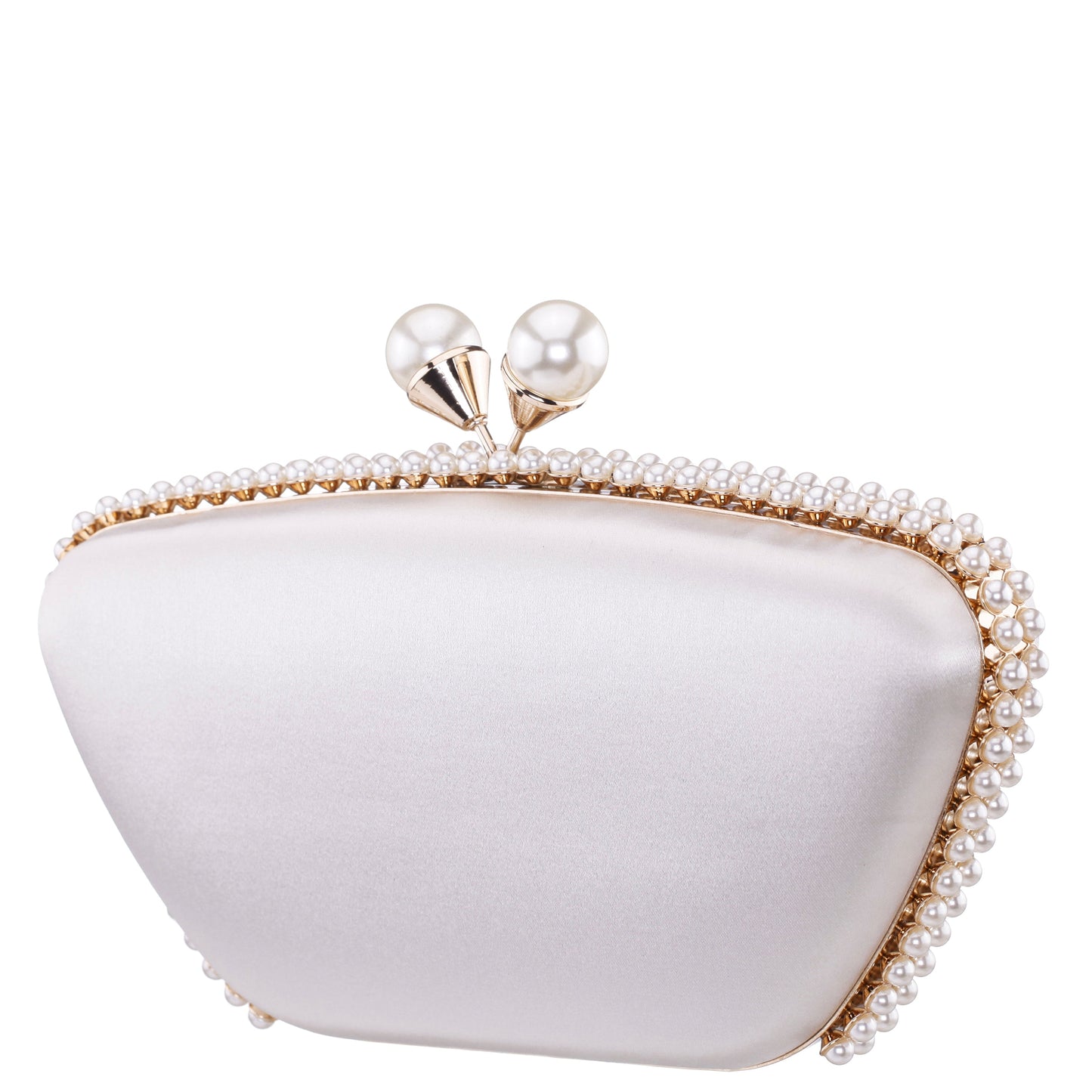 Goddess Beige Satin / Plastic Pearl Minaudiere | Nina Shoes