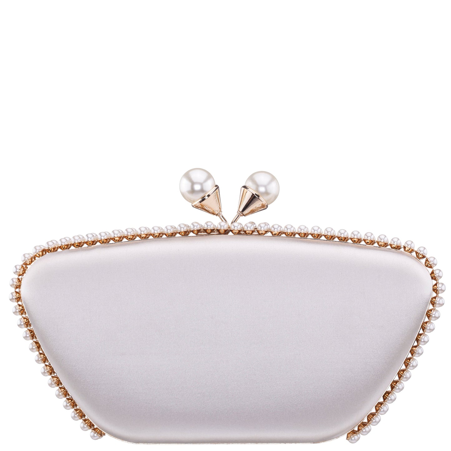 Goddess Beige Satin / Plastic Pearl Minaudiere | Nina Shoes