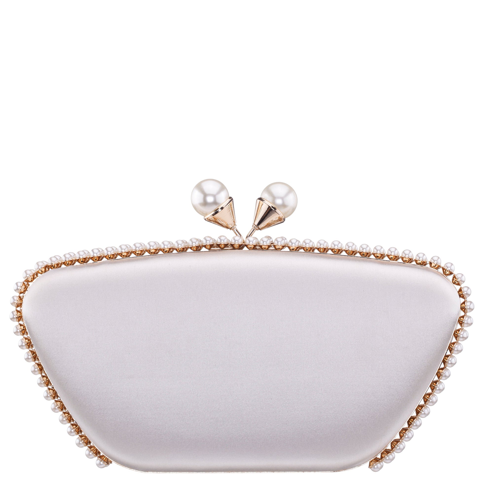 Goddess Beige Satin / Plastic Pearl Minaudiere | Nina Shoes