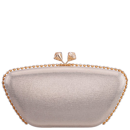 Goddess Platino Reflective Suedette / Glass Crystal Minaudiere | Nina Shoes