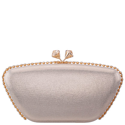 Goddess Platino Reflective Suedette / Glass Crystal Minaudiere | Nina Shoes