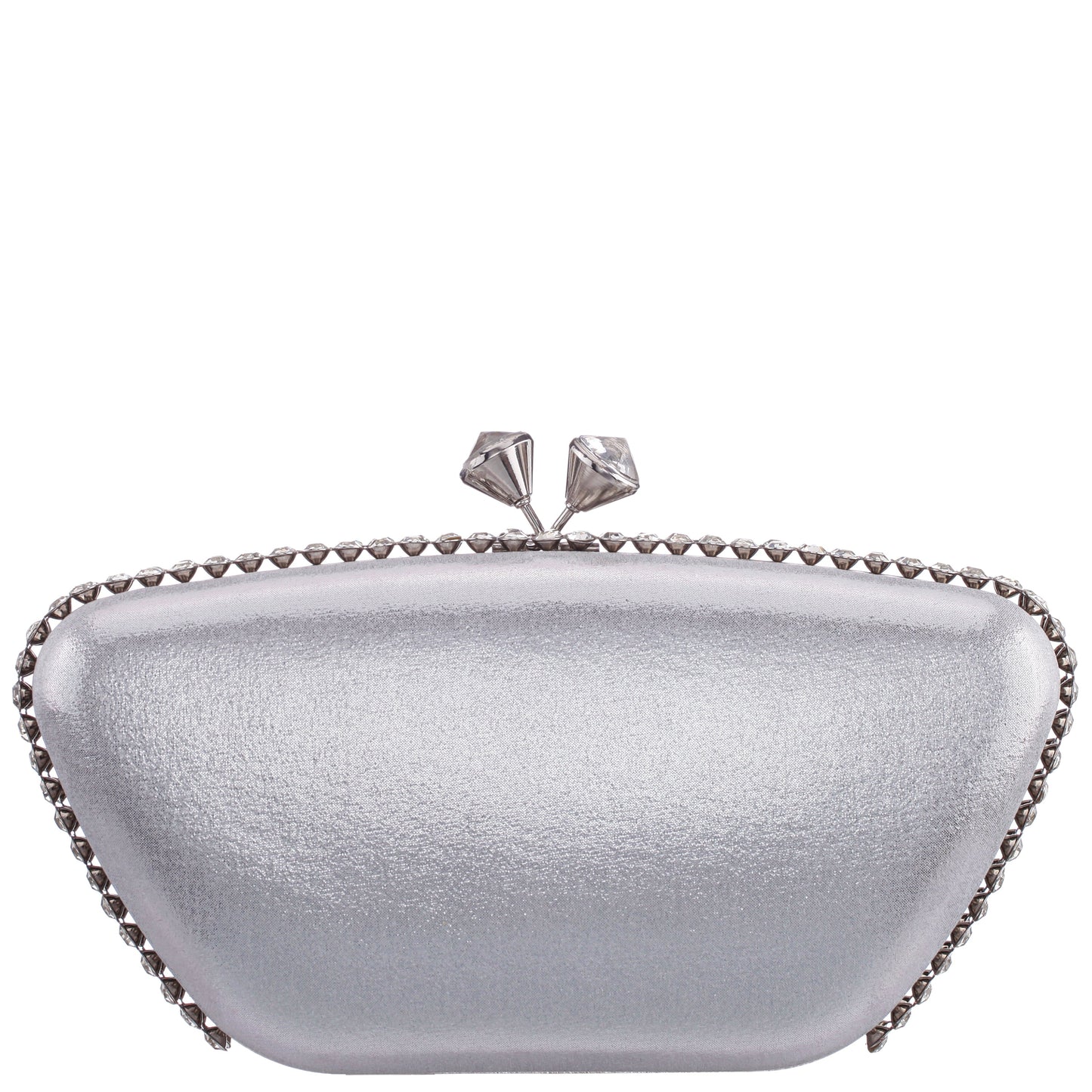 Goddess True Silver Reflective Suedette / Glass Crystal Minaudiere | Nina Shoes
