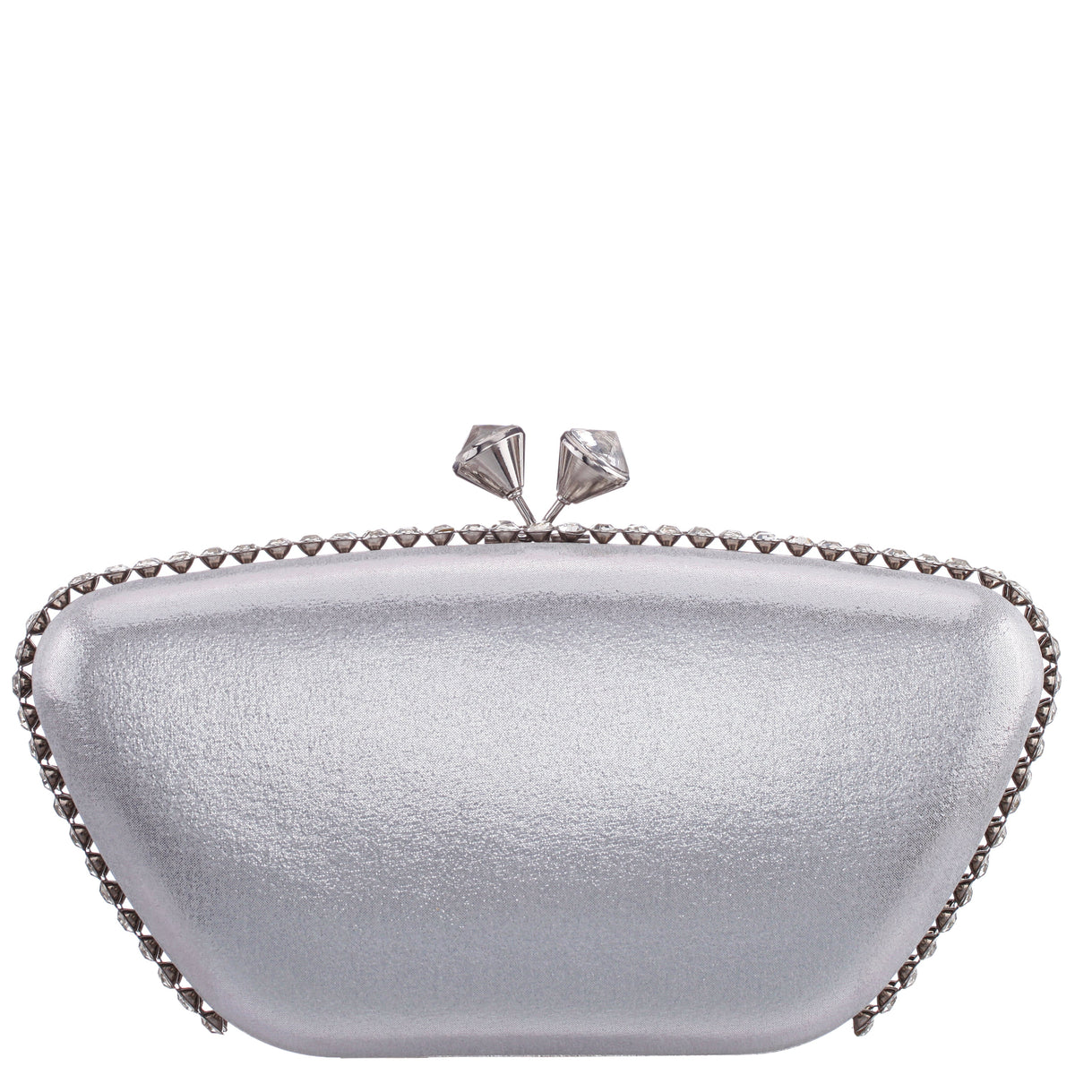 Goddess True Silver Reflective Suedette / Glass Crystal Minaudiere | Nina Shoes