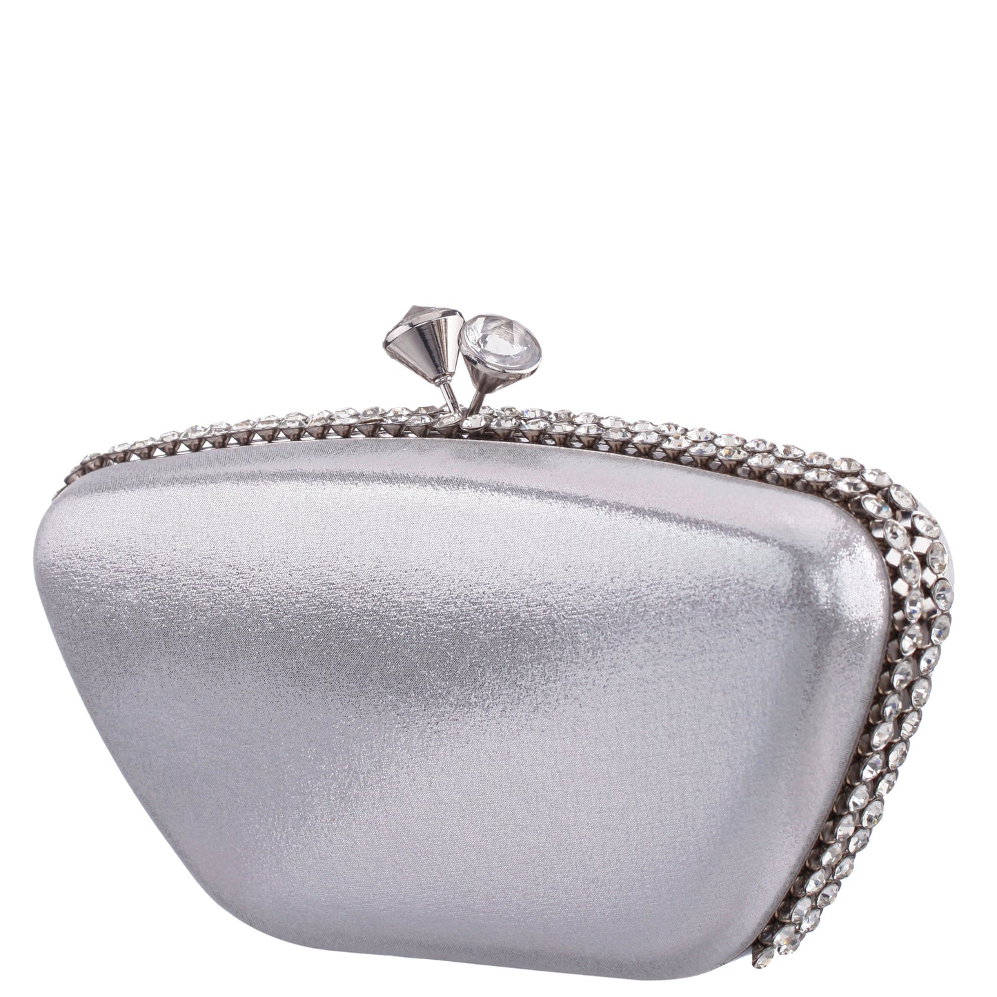 Goddess True Silver Reflective Suedette / Glass Crystal Minaudiere | Nina Shoes