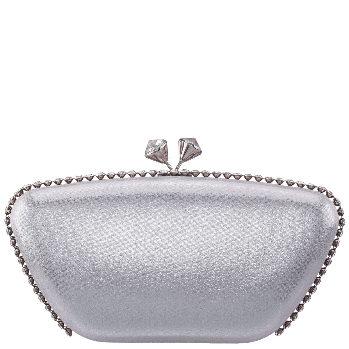 Goddess True Silver Reflective Suedette / Glass Crystal Minaudiere | Nina Shoes
