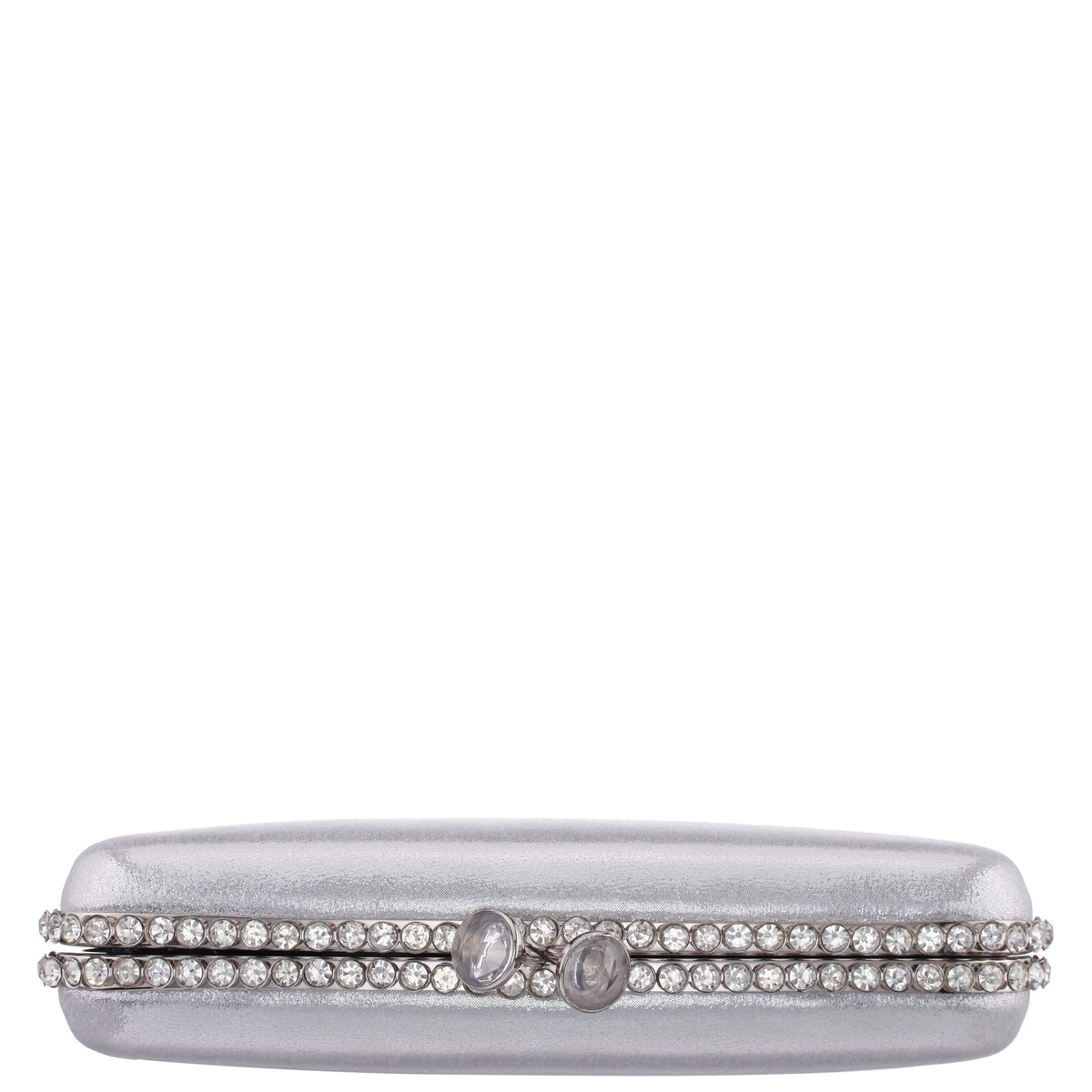 Goddess True Silver Reflective Suedette / Glass Crystal Minaudiere | Nina Shoes