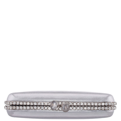 Goddess True Silver Reflective Suedette / Glass Crystal Minaudiere | Nina Shoes