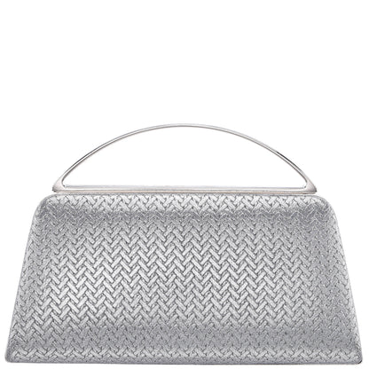 Genesis-G Antique Silver Metallic Faux Weave Box Bag | Nina Shoes